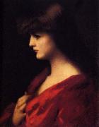 Jean-Jacques Henner Study of a Woman in Red painting